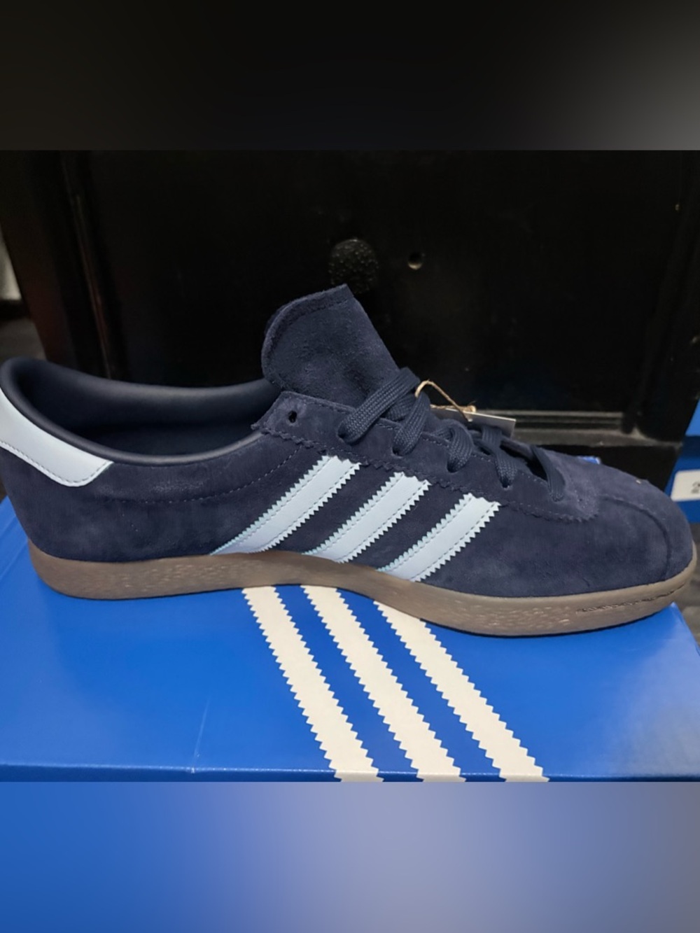 adidas Stadt Sneakers in Navy Blue with Gum Outsole